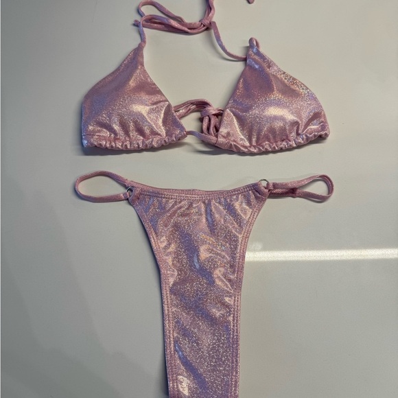 Pink Thong Bikini Two Piece Swimsuit Size Small New - Picture 2 of 10